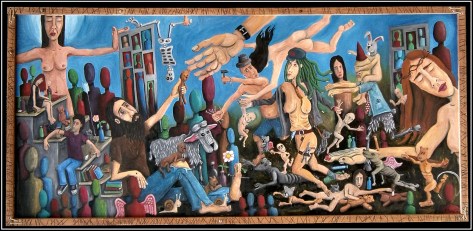 “οι πειρασμοί του Αντώνη” 2013 λάδια σε χαρτόνι 122X57cm 